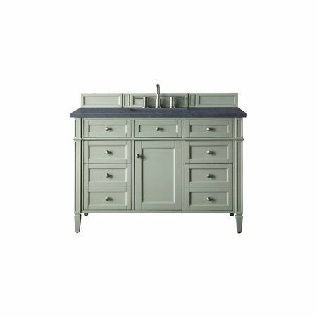 JAMES MARTIN VANITIES Brittany 48in Single Vanity, Sage Green w/ 3 CM Charcoal Soapstone Quartz Top 650-V48-SGR-3CSP